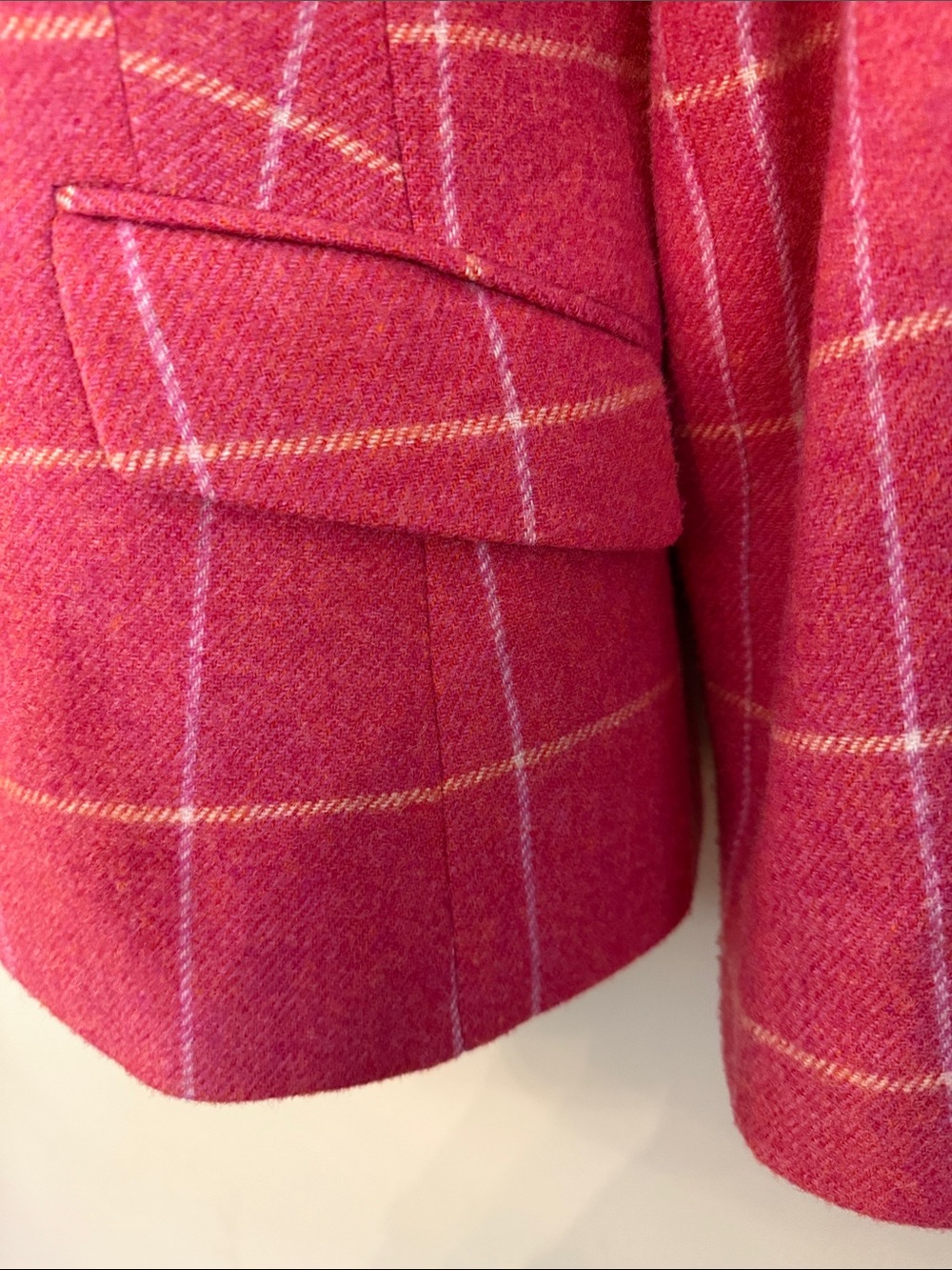 Talbots Pink Shetland Windowpane Wool-Blend Blazer 12 Petite Classic Preppy - Picture 8 of 16